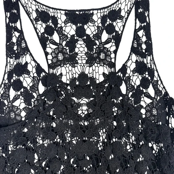 Alberto Makali Black Floral Crochet Tank Top Cotton Womens Small - Picture 6 of 7